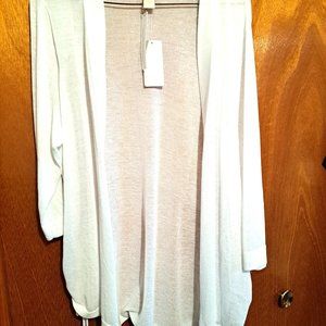 Chico's Open Front 3/4 Sleeve Optic White Rita Cardigan Sweater Size 3 NWT
